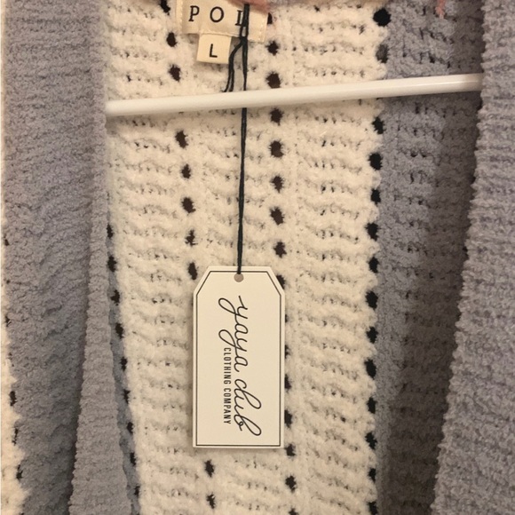 Striped Cardigan (L) NEW w/tag. Super Soft. Blue Gray, cream, camel, dusty rose - Picture 3 of 4